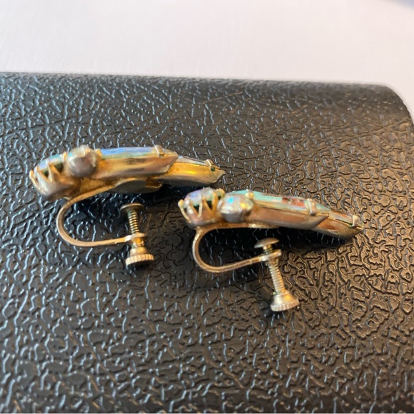 Vintage Aurora Borealis Rhinestone Earrings - Picture 3 of 4